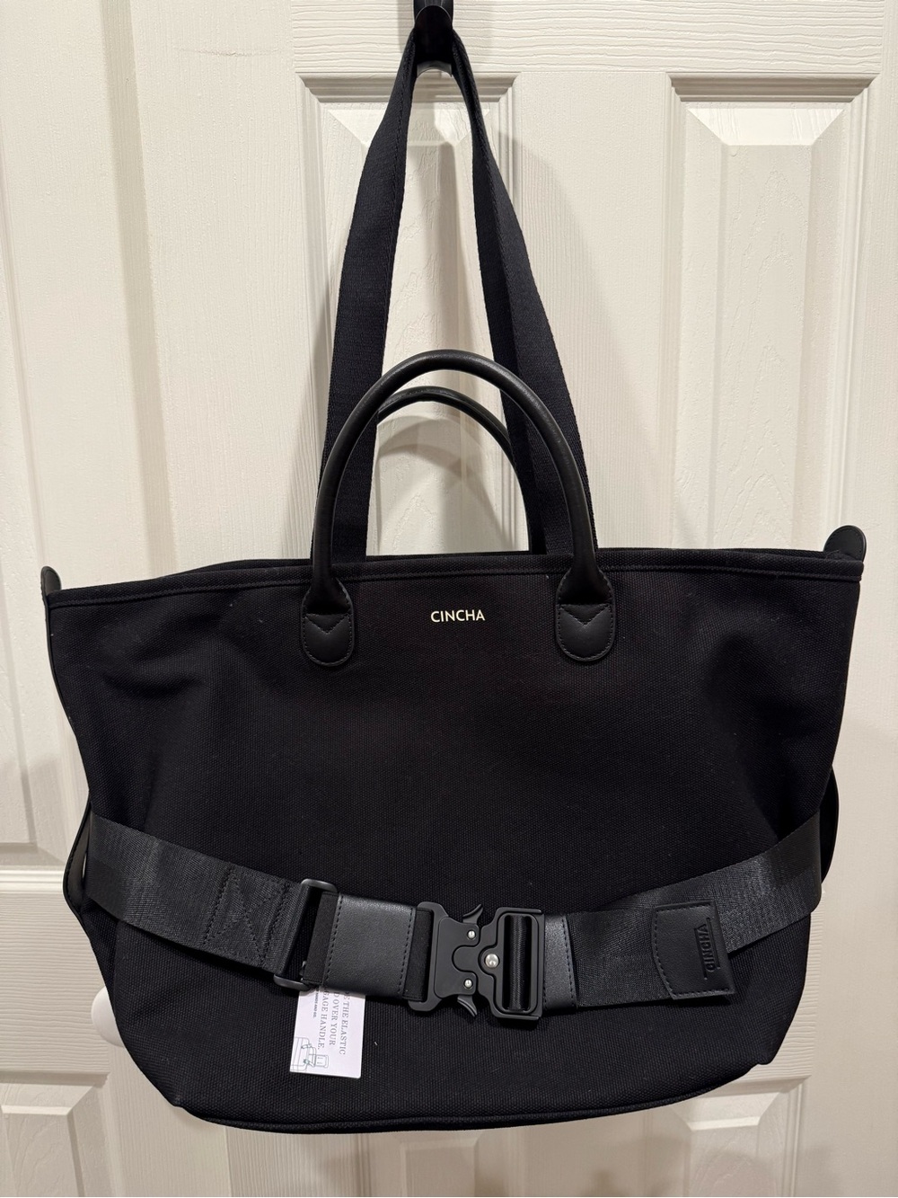 Cincha Black Canvas Travel Tote with Adjustable Cincha Utility Belt